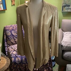 New With Tag Ella Moss Gold Sequined Open Front Blazer